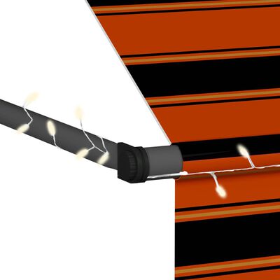 vidaXL Manual Retractable Awning with LED 250 cm Orange and Brown