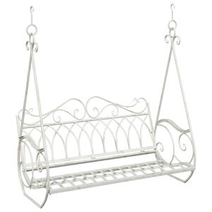 vidaXL Swing Bench Steel 112 x 60 x 126.5 cm Antique White