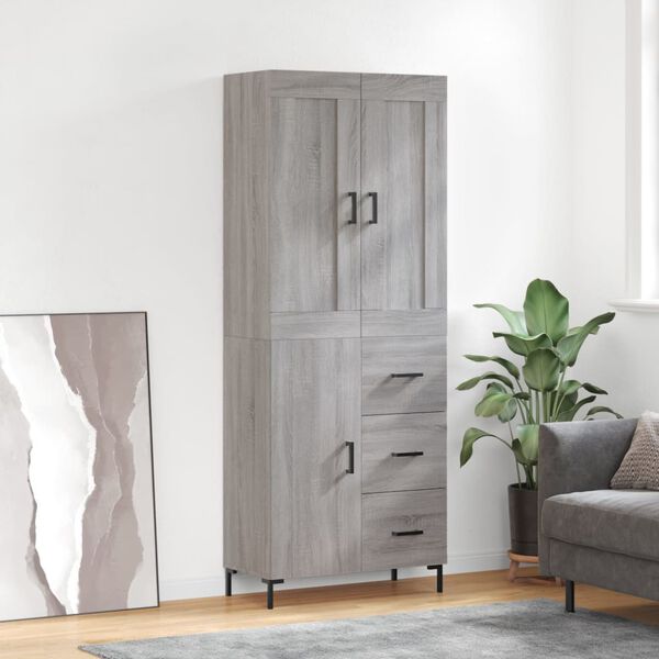 vidaXL Highboard Grey Sonoma 69.5x34x180 cm Engineered Wood