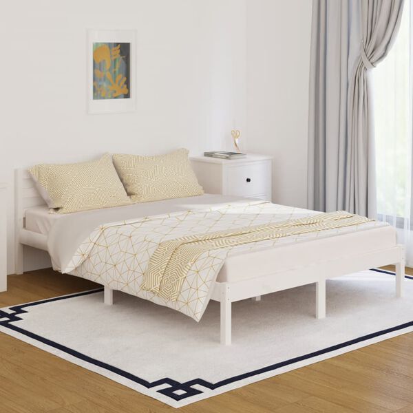 vidaXL Bed Frame without Mattress Solid Wood Pine 140x200cm White
