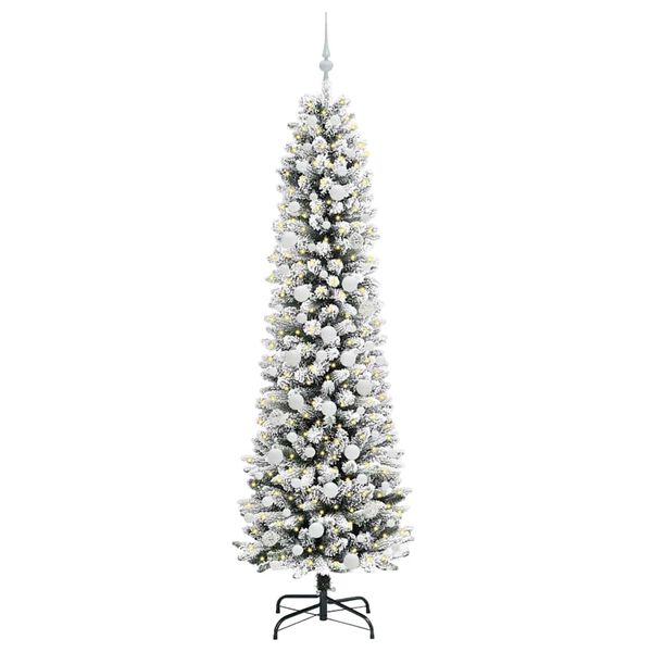 vidaXL Artificial Christmas Tree with 300 LEDs with Stand White 210 cm