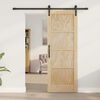 vidaXL Sliding Door Natural and Black 73.5 x 198.5 cm Solid Pine Wood