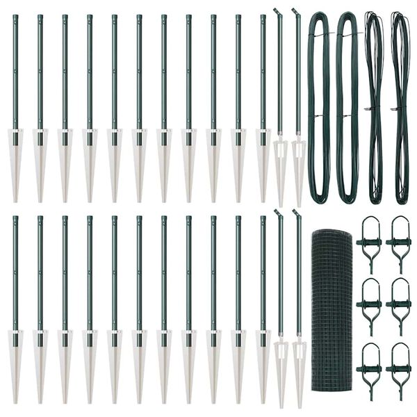 vidaXL Fence Post Green 50 x 0.8 m (19 x 19 mm mesh) Steel and PVC