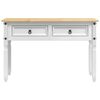 vidaXL End Table with Drawer White 115 x 46 x 73 cm Solid Pine Wood