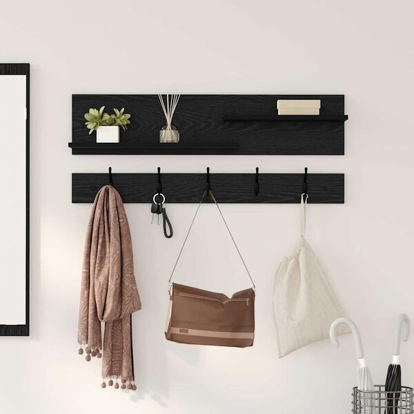 vidaXL Wall-Mounted Coat Rack with Shelf Black Oak 90 x 15 x 36 cm