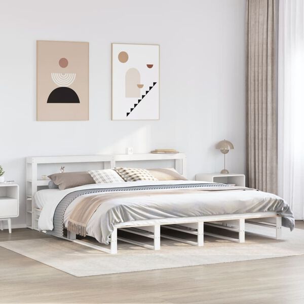 vidaXL Bed Frame without Mattress White 180x200 cm Super King Solid Wood Pine