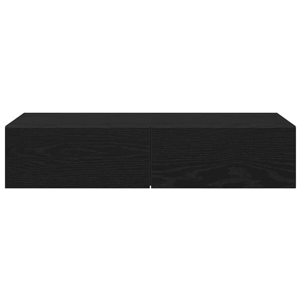 vidaXL Wall Shelf with Drawers Black 80x33x17 cm Engineered Wood
