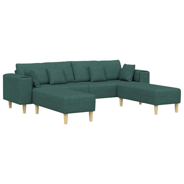 Fabric Sofa with Cushion 3 pcs Dark Green 208 cm Fabric