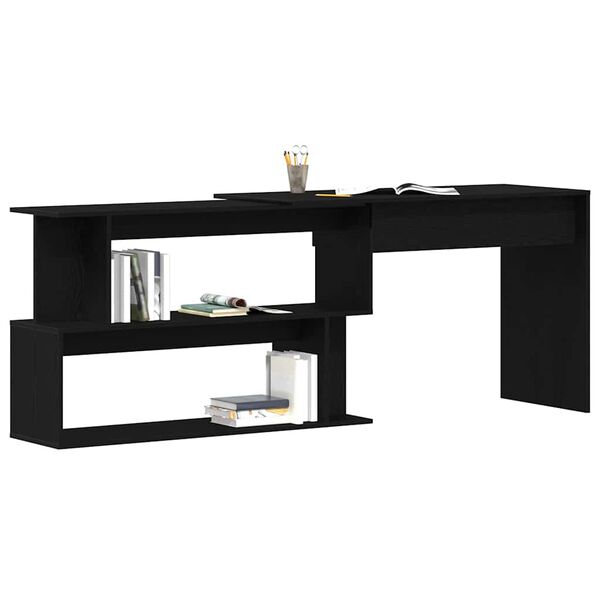 vidaXL Desk Black Oak 200 x 50 x 76 cm Engineered Wood