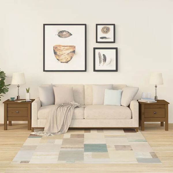 vidaXL Side Tables 2 pcs Honey Brown 40x40x39 cm Solid Wood Pine