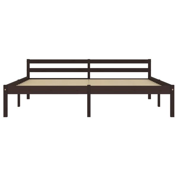 vidaXL Bed Frame without Mattress Dark Brown Solid Pine Wood 180x200 cm Super King