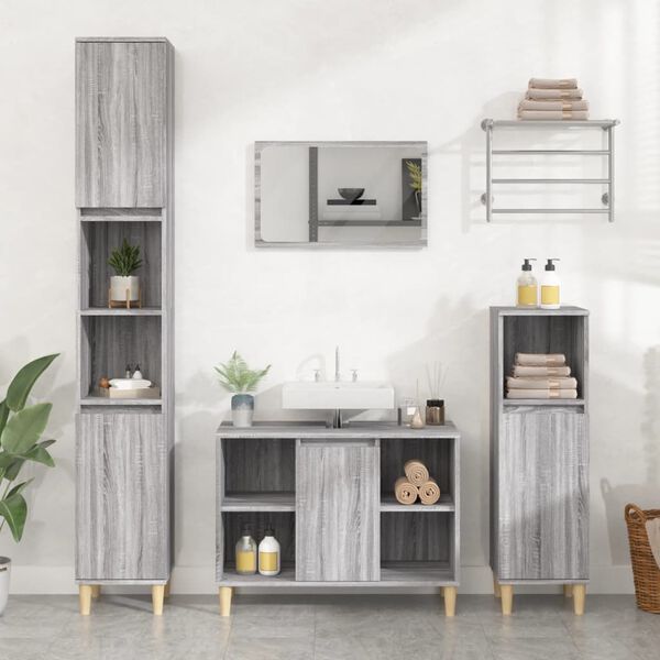 vidaXL Sink Cabinet Grey Sonoma 80x33x60 cm Engineered Wood