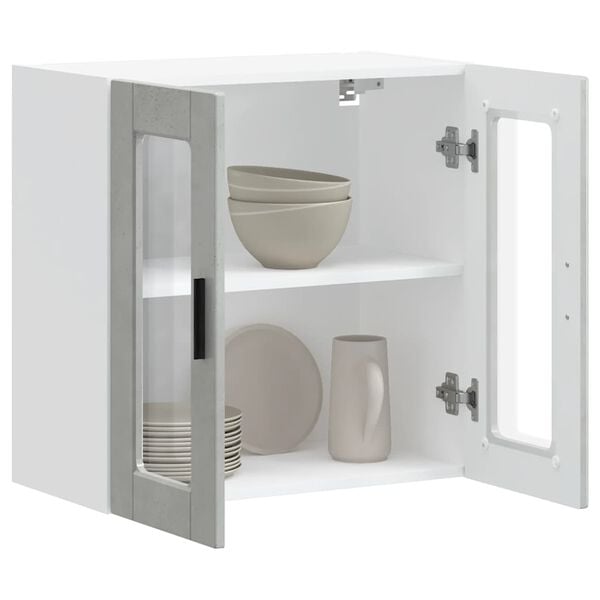 vidaXL Kitchen Wall Cabinet with Glass Door Porto Concrete Grey