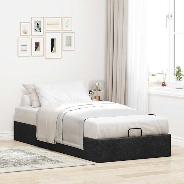 vidaXL Ottoman Bed Frame without Mattress Black Single Fabric