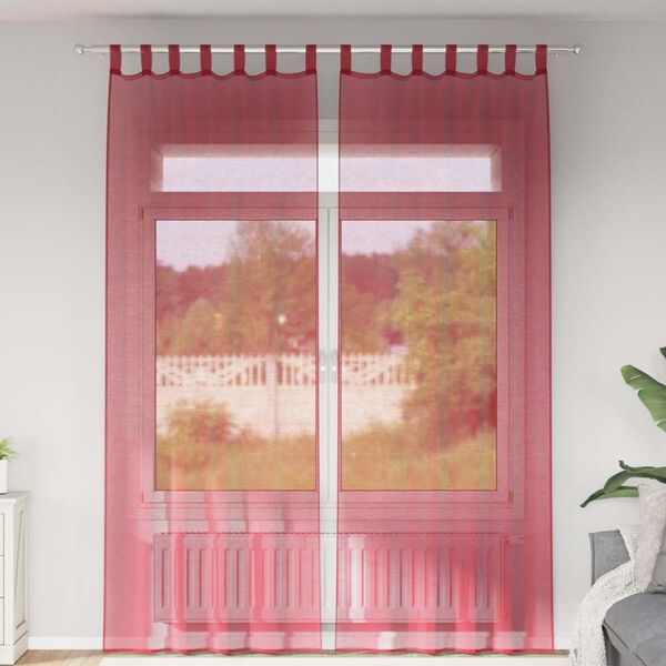 vidaXL Voile Curtains with Loops 2 pcs Wine Red 140x260 cm