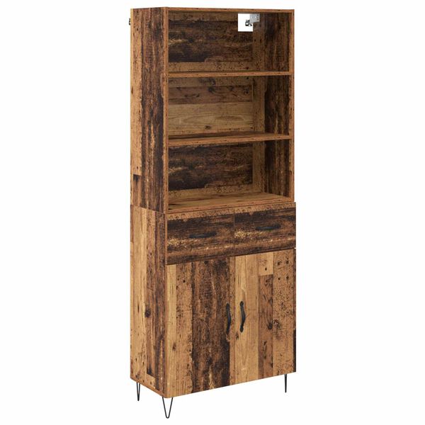 vidaXL Highboard with Drawer 2 pcs Old Wood Engineered Wood
