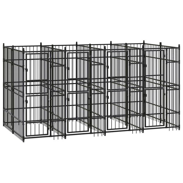 vidaXL Outdoor Dog Kennel Steel 7.37 m&sup2;