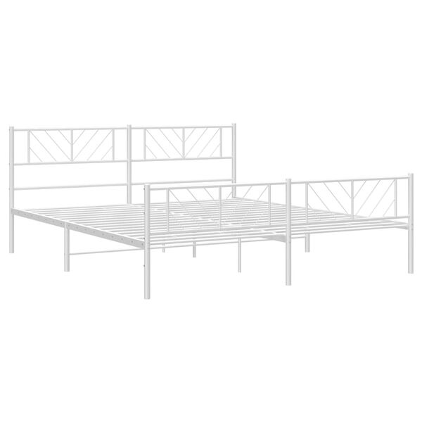 vidaXL Metal Bed Frame without Mattress with Footboard White 193x203cm