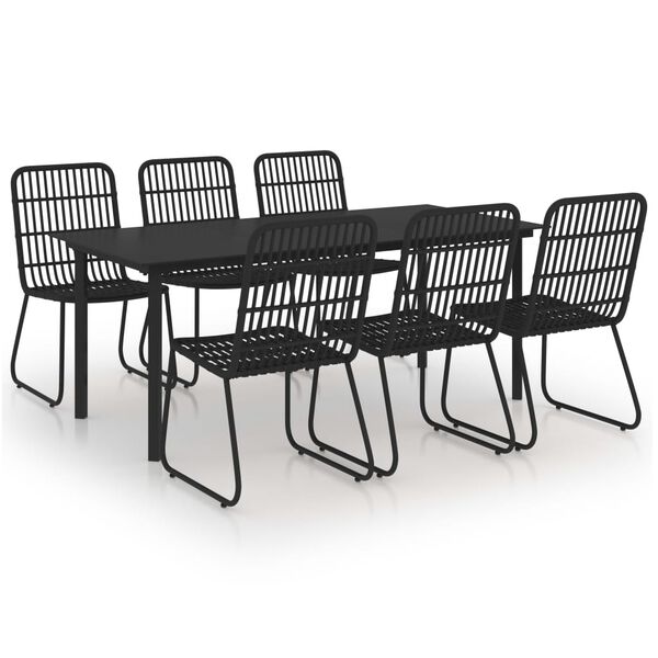 vidaXL 7 Piece Outdoor Dining Set Poly Rattan and Glass