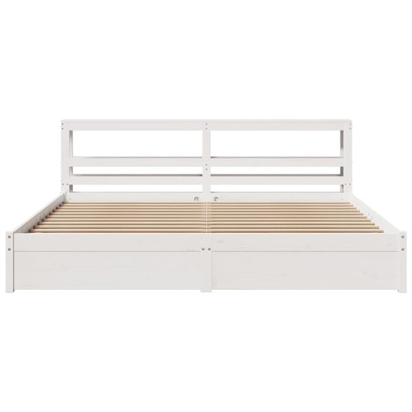 vidaXL Bed Frame with Headboard without Mattress White 180x200 cm Super King
