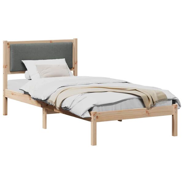 vidaXL Bed Frame with Headboard Dark Grey 90 x 190 cm Solid Pine Wood