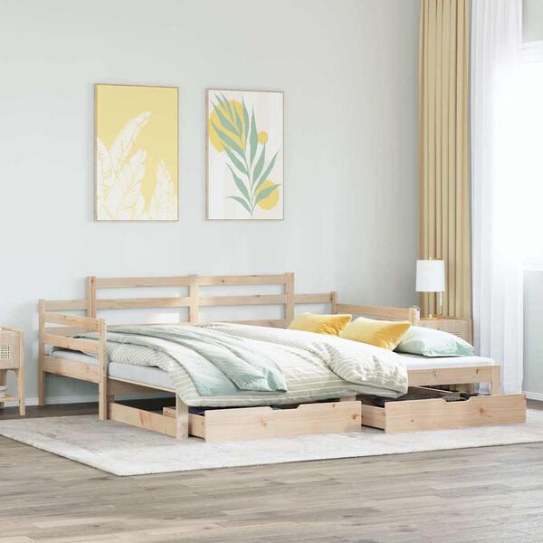 vidaXL Daybed with Trundle and Drawers without Mattress 80x200 cm
