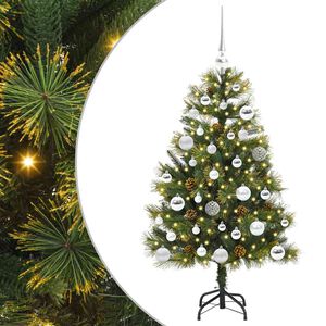 vidaXL Artificial Hinged Christmas Tree with Cones Green 120 cm