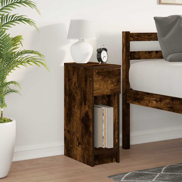 vidaXL Bedside Cabinet with Drawer Smoked Oak 20x36x60 cm