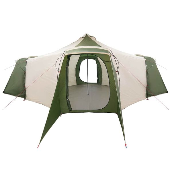 vidaXL Tipi Tent with Roof Green and Beige 492 x 492 x 275 cm Fabric