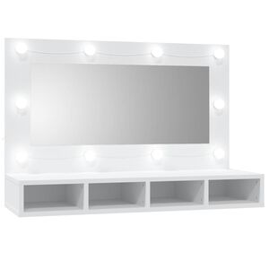 vidaXL Mirror Cabinet with LED White 90x31.5x62 cm