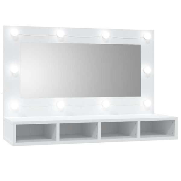 vidaXL Mirror Cabinet with LED White 90x31.5x62 cm