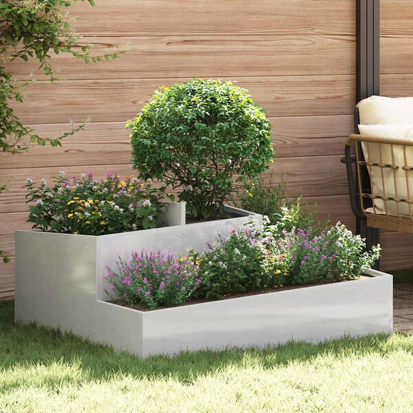 vidaXL Garden Planter Silver 100 x 100 x 50 cm Stainless Steel