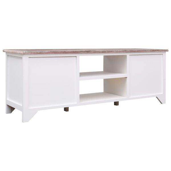 vidaXL TV Cabinet White and Brown 115x30x40 cm Paulownia Wood