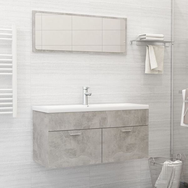 vidaXL Bathroom Furniture Set Concrete Grey Engineered Wood