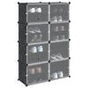 vidaXL Storage Cube Organiser with 8 Cubes and Doors Black PP