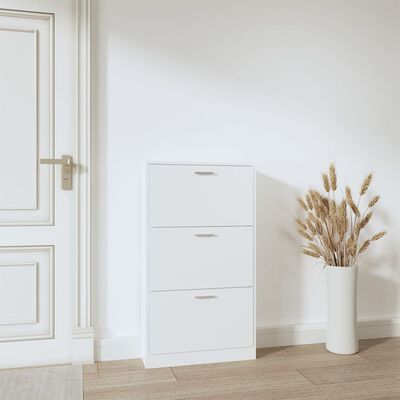 vidaXL Shoe Cabinet White 59x17x108 cm Engineered Wood
