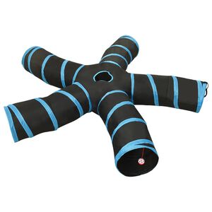 vidaXL Cat Tunnel 5-way Black and Blue 25 cm Polyester