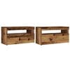 vidaXL 2 Piece TV Cabinet Set with LED Lights Old Wood Engineered Wood