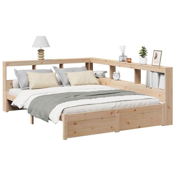 vidaXL Bookcase Bed without Mattress 150x200 cm Solid Wood Pine