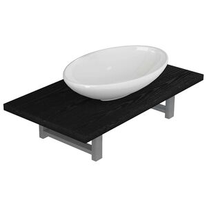 vidaXL Two Piece Bathroom Furniture Set Ceramic Black