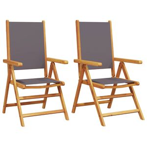 vidaXL Folding Chairs 2 pcs Anthracite Solid Wood Acacia and Fabric