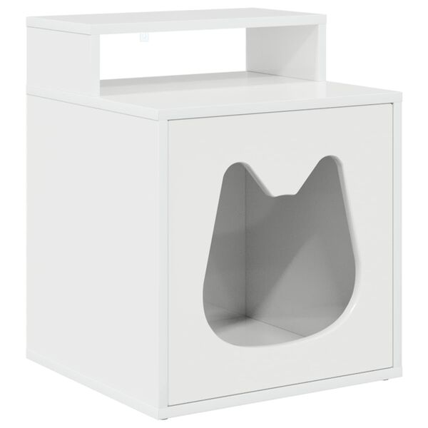 vidaXL Cat House Gloss White 42.5 x 40 x 53.5 cm Engineered Wood