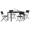 vidaXL Garden Dining Set Folding 5 pcs Black Powder-Coated Steel