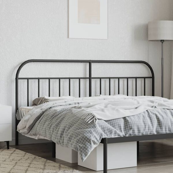 vidaXL Metal Replace Headboard Black 200 cm