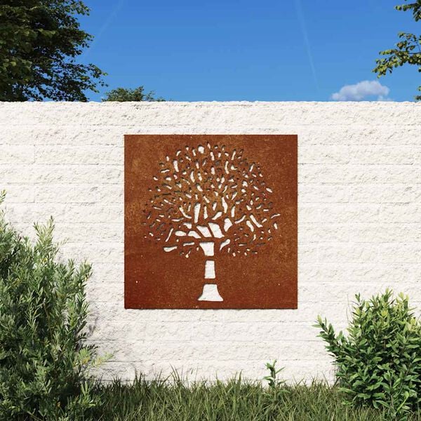 vidaXL Garden Wall Decoration 55x55 cm Corten Steel Tree Design