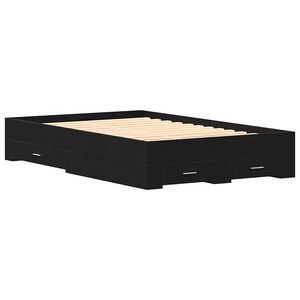 vidaXL Bed Frame with Drawer Black Oak 120 x 200 cm Engineered Wood