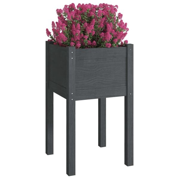 vidaXL Garden Planters 2 pcs Grey 40x40x70 cm Solid Pinewood