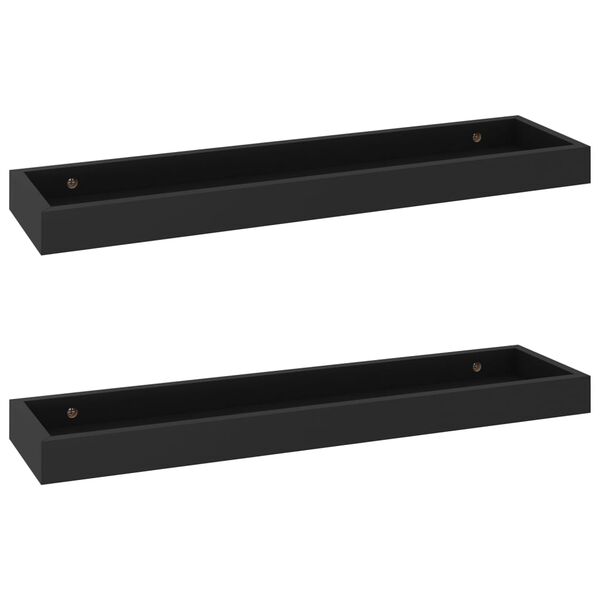 vidaXL Loggia Wall Shelves 2 pcs Black 60x15x4 cm MDF