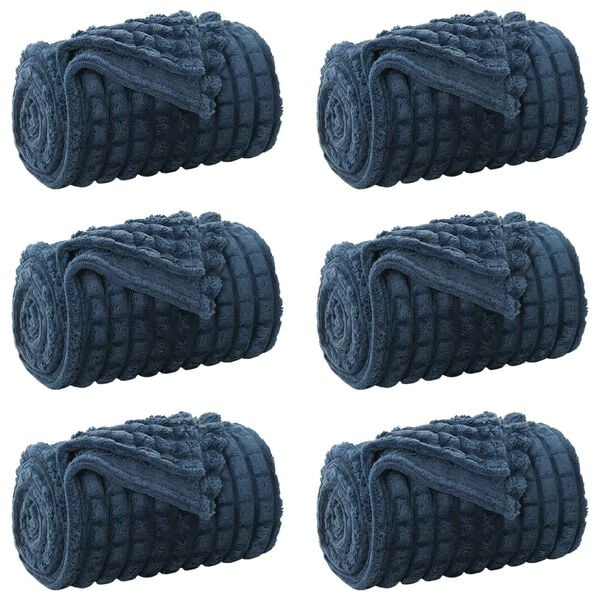 vidaXL Throw Blankets 6 pcs Navy Blue 270 x 240 cm Fleece