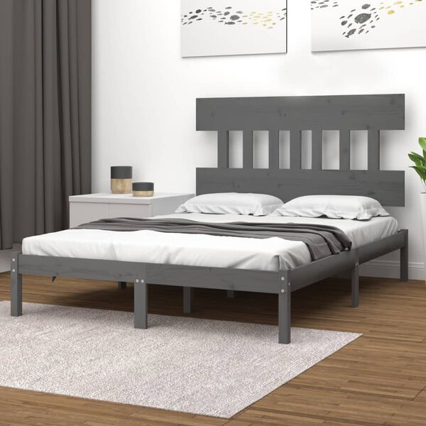 vidaXL Bed Frame without Mattress Grey 200x200 cm Solid Wood